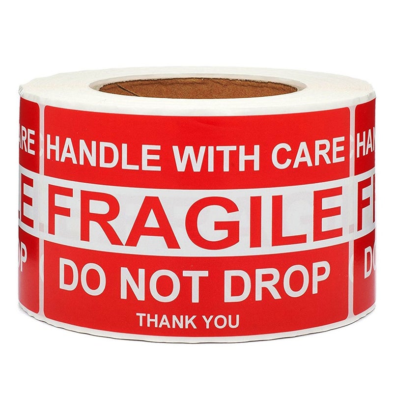SJPACK Large Fragile Stickers 4'' x 6'' Eye-catching Fragile - Handle with Care - Do Not Drop - Thank You Shipping Labels(500 Labels/Roll) (1 Roll) - Image 1